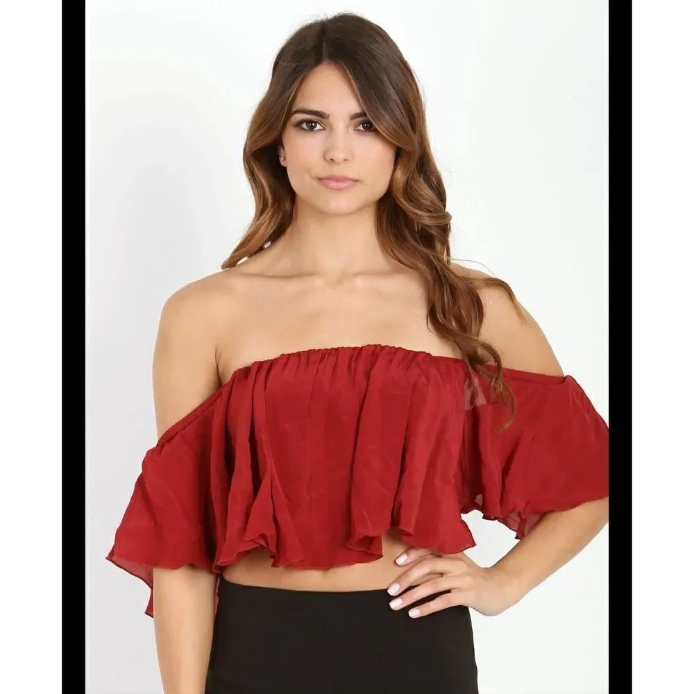 Red flare blouse